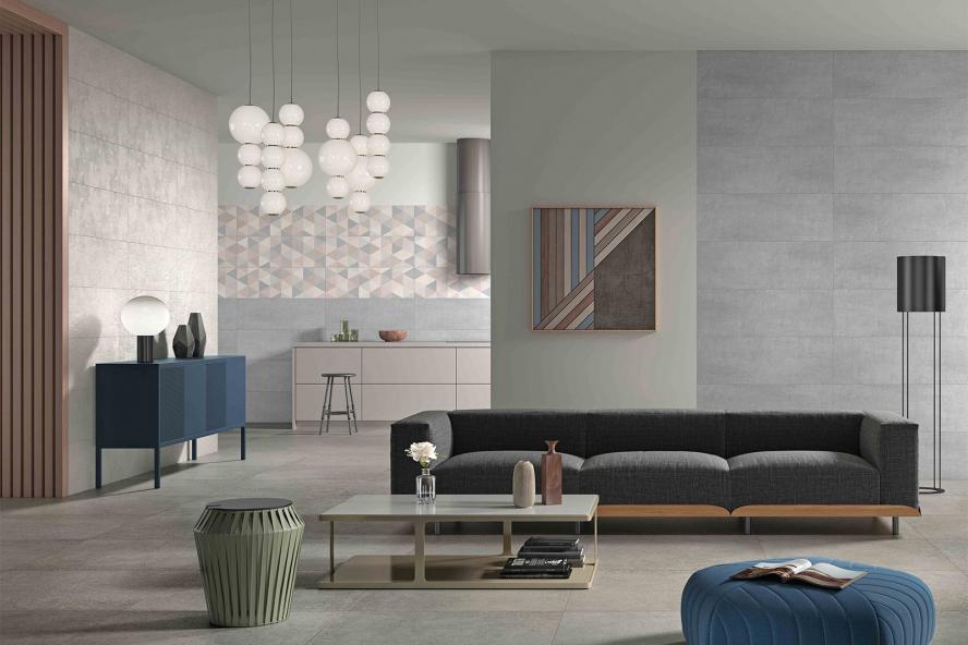 Even - di Panaria Ceramica Even - di Panaria Ceramica - unisce la matericità di superfici effetto cemento con un’estetica discreta, morbida e piacevole al tatto. Profondità di materia e intensità di colore sono i protagonisti di questo rivestimento dal look fresco e moderno, dove la luce sottolinea piacevoli effetti tridimensionali di strutture e delicate decorazioni ispirate a nuove suggestioni grafiche tra modernità e tradizione.