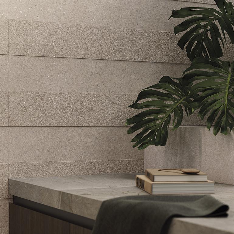 La collezione Terra è composta da tre finiture per le serie di pavimenti e rivestimenti: Bone, Acero e Topo. Nel caso dei pavimenti, Terra si presenta due formati: 120 cm x 120 cm e 59,6 cm x 59,6 cm.