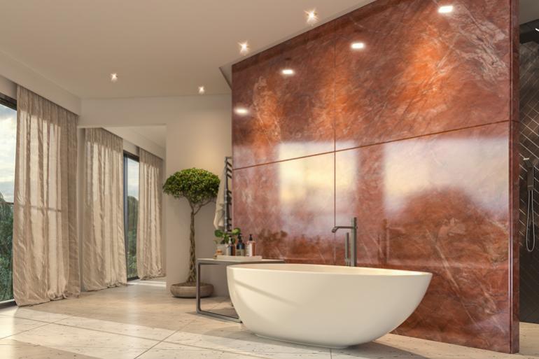 Exotic granite Red Revolution – Per spazi di forte personalità, il materiale presenta un tono vivace e intenso che si alterna alle tonalità del rosso. Le sfumature e le venature bianche e grigie corrono su tutta la pietra Exotic granite Red Revolution – Per spazi di forte personalità, il materiale presenta un tono vivace e intenso che si alterna alle tonalità del rosso. Le sfumature e le venature bianche e grigie corrono su tutta la pietra