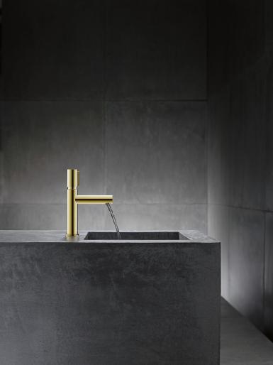 Axor Uno miscelatore monocomando per lavabo con tasto select finitura gold